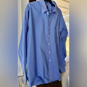 Van Heusen Men's Blue and White Gingham Button Down Shirt, Long Sleeves, Size XL